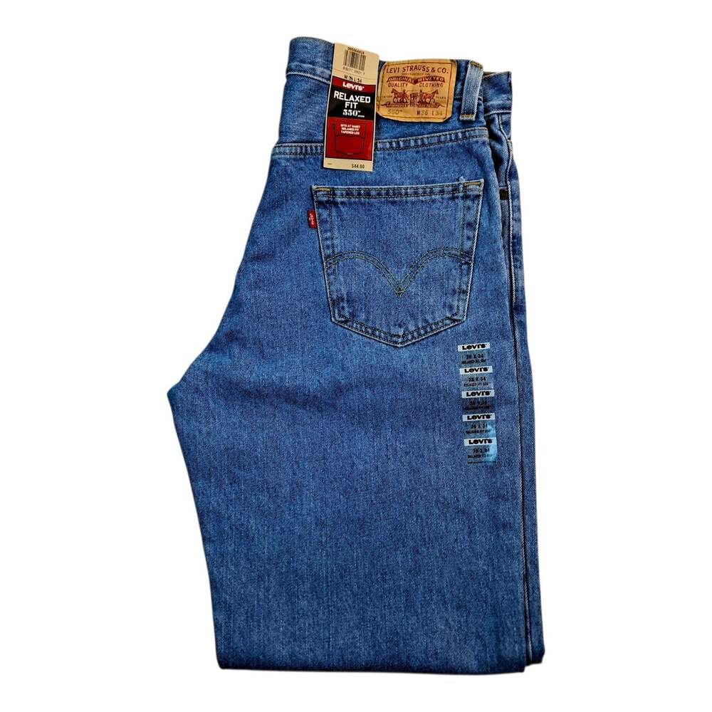 Levi's 550 Jeans Mens 36x34 Blue Denim Medium Wash Relaxed Fit Tapered Leg NWT